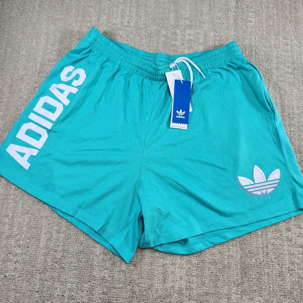 Adidas Sweat Shorts Women XL Semi Mint Rush 3" Cotton Blend Training Athleisure